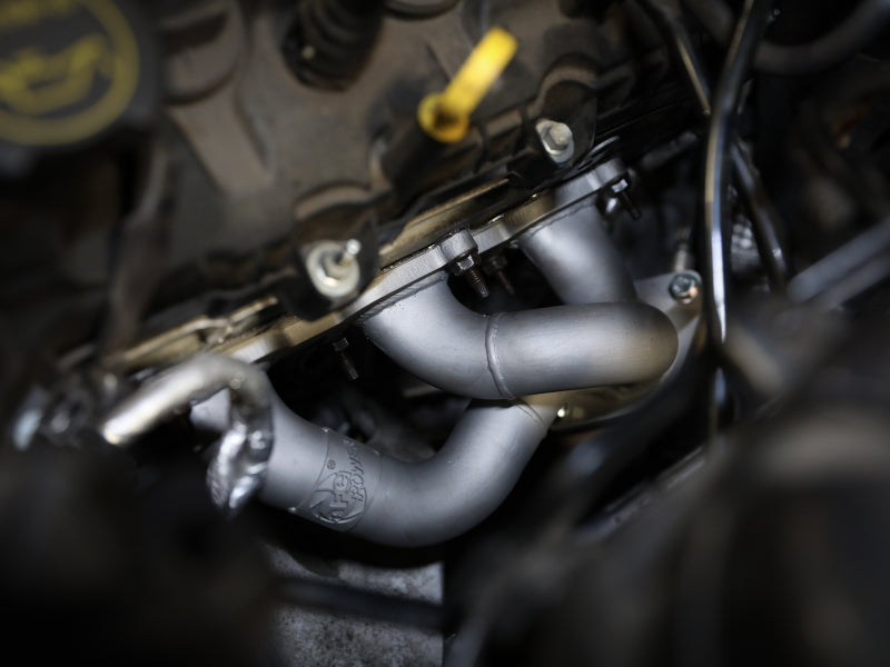 aFe Twisted Steel Shorty Header 11-17 Ford Mustang V6-3.7L - Titanium Coat Finish 48-43031-T 48-43031-T Photo - Mounted