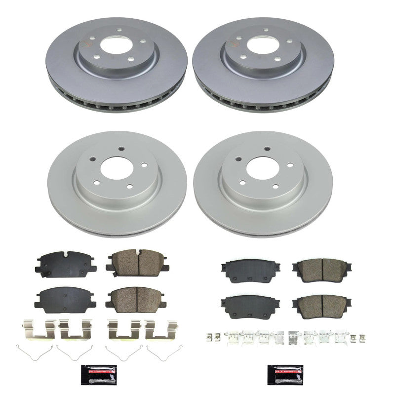 PowerStop Power Stop 2021 Nissan Rogue Front & Rear Z17 Coated Brake Kit CRK8816