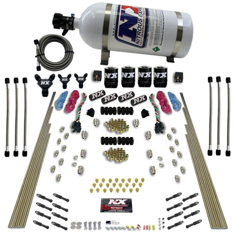 Nitrous Express 8 Cyl Dry Direct Port Dual Stage 4 Solenoids Nitrous Kit (200-600HP) w/10lb Bottle 93106-10 93106-10 Photo - Primary