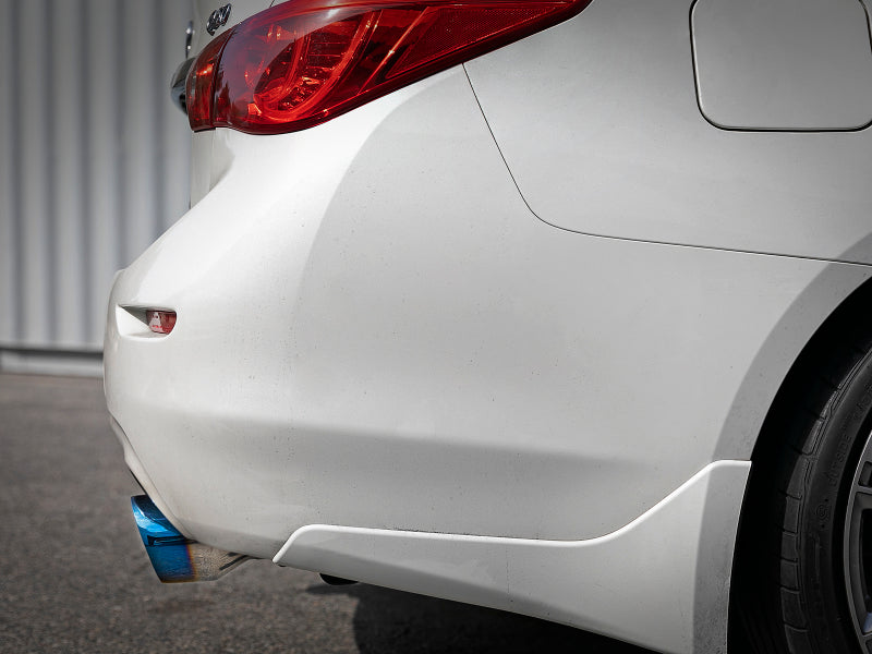 aFe Takeda 2.5in 304 SS Cat-Back Exhaust System w/ Blue Flame Tips 16-18 Infiniti Q50 V6-3.0L (tt) 49-36132NM-L 49-36132NM-L Photo - Mounted