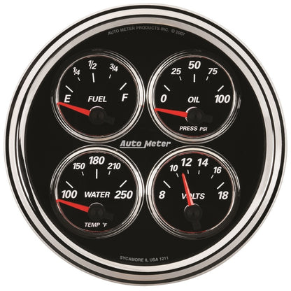 AutoMeter Gauge Quad 5in. 240 Ohm(e) to 33 Ohm(f) Elec Designer Black II 1211 1211 Photo - Primary