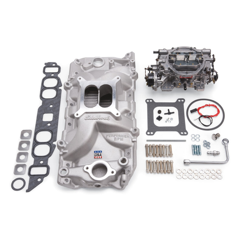 Edelbrock Manifold And Carb Kit Performer RPM Big Block Chevrolet Oval Port Natural Finish 2062 2062 Photo - Primary