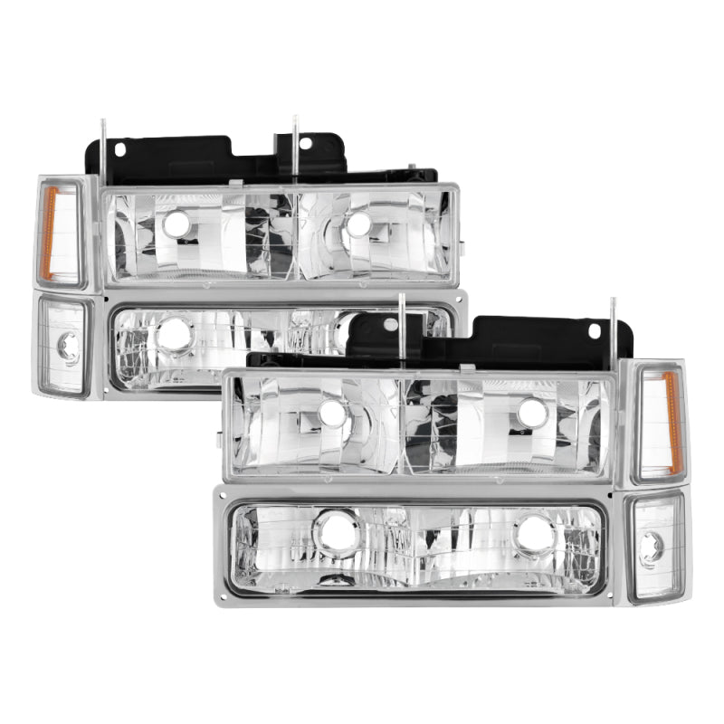 SPYDER Xtune Chevy Suburban 94-98 Headlights w/ Corner & Parking Lights 8pcs Chrome HD-JH-CCK88-AM-C-SET 5069535 5069535 Photo - Primary