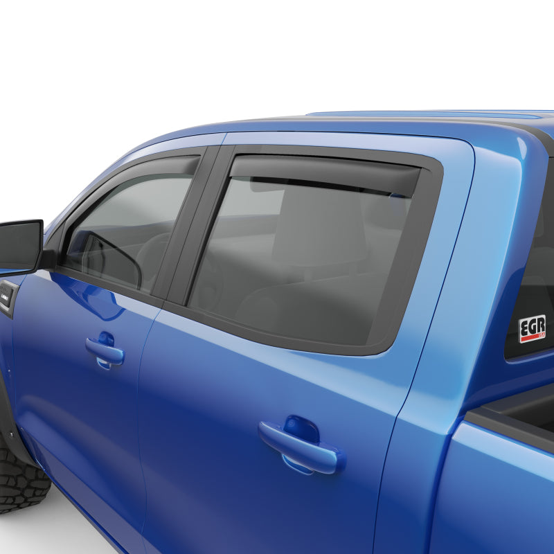 EGR 19-22 Ford Ranger In-Channel Window Visors Front/Rear Set Matte Black Crew Cab 573555 573555 Photo - Close Up