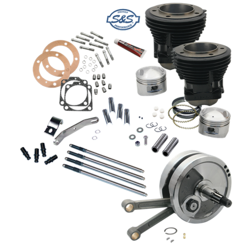 S&S Cycle 70-84 BT 93in Sidewinder High Compression Big Bore Stroker Kit - Gloss Black 91-9130