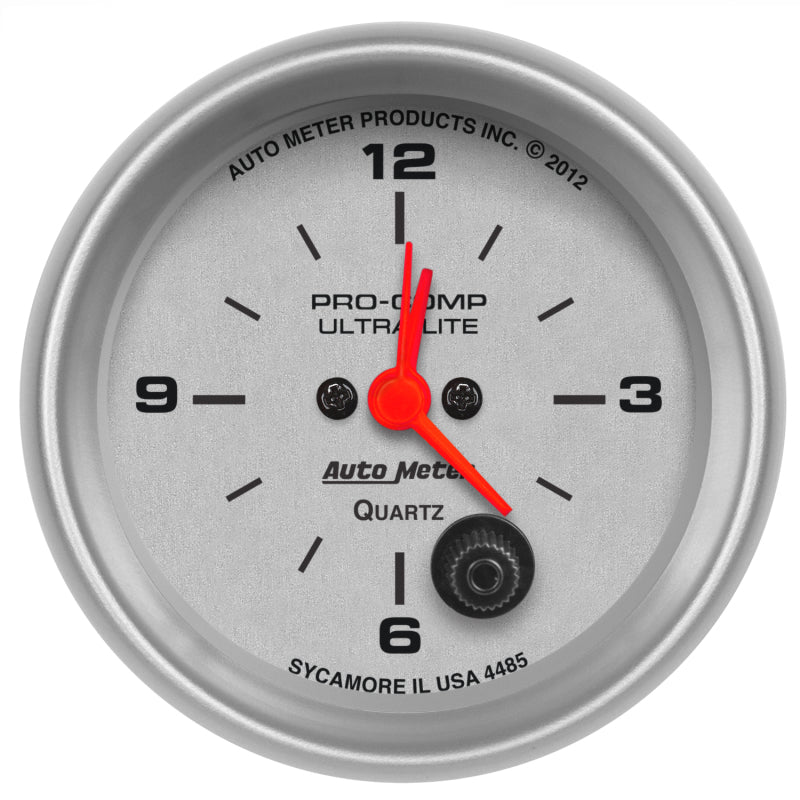 Autometer Gauge, Clock, 2 5/8", 12Hr, Analog, Ultra-Lite 4485 Photo - Primary