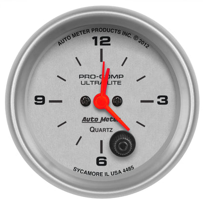Autometer Gauge, Clock, 2 5/8", 12Hr, Analog, Ultra-Lite 4485 Photo - Primary