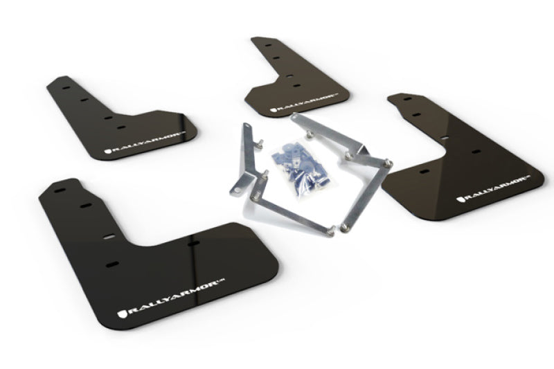 Rally Armor  17-19 Honda Civic Sport Touring UR Black Mud Flap w/ White MF51-UR-BLK/WH Photo - Primary