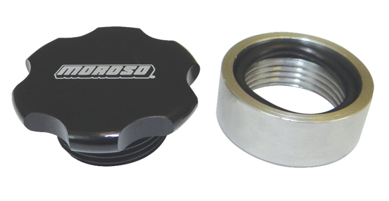 Moroso Filler Cap Kit, Universal, Steel Bung, Black Anodized With Logo, 1-1/4 85284 Photo - Primary