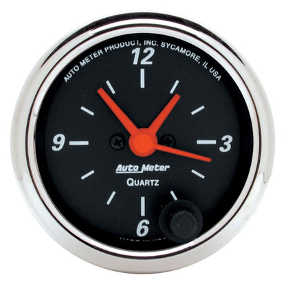 Autometer Gauge, Clock, 2 1/16", 12Hr, Analog, Designer Black 1484 User 1