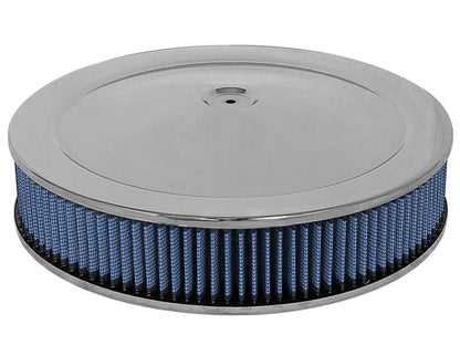 aFe MagnumFLOW Air Filters Round Racing P5R A/F Chrome Assy 14x3: Blk/Blue 18-21401 18-21401 Photo - Primary