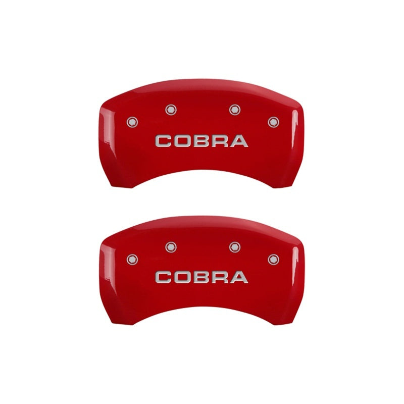 MGP Rear set 2 Caliper Covers Engraved Rear Cobra Red finish silver ch 10010RCOBRD 10010RCOBRD Photo - Primary