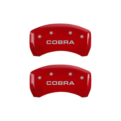 MGP Rear set 2 Caliper Covers Engraved Rear Cobra Red finish silver ch 10010RCOBRD 10010RCOBRD Photo - Primary