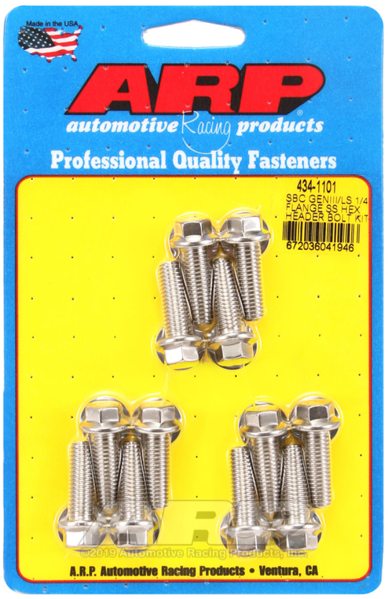 ARP SBC/GENIII LS 1/4 Flange SS Hex Header Bolt Kit 434-1101 Photo - Primary
