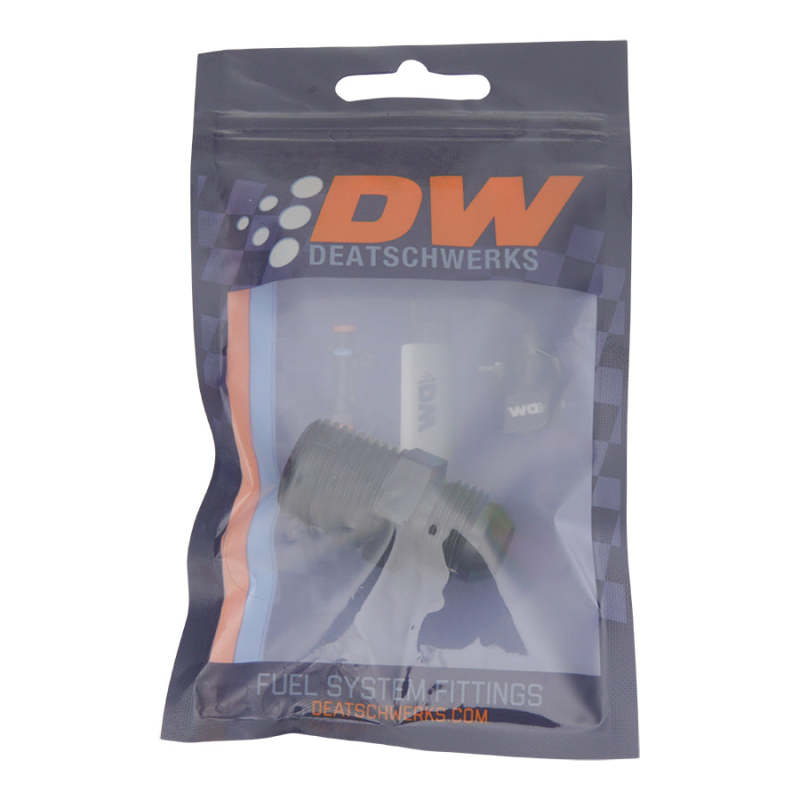 DeatschWerks 8AN Male Flare to 1/2in Male NPT Adapter - Anodized Matte Black 6-02-0906-B 6-02-0906-B Photo - lifestyle view