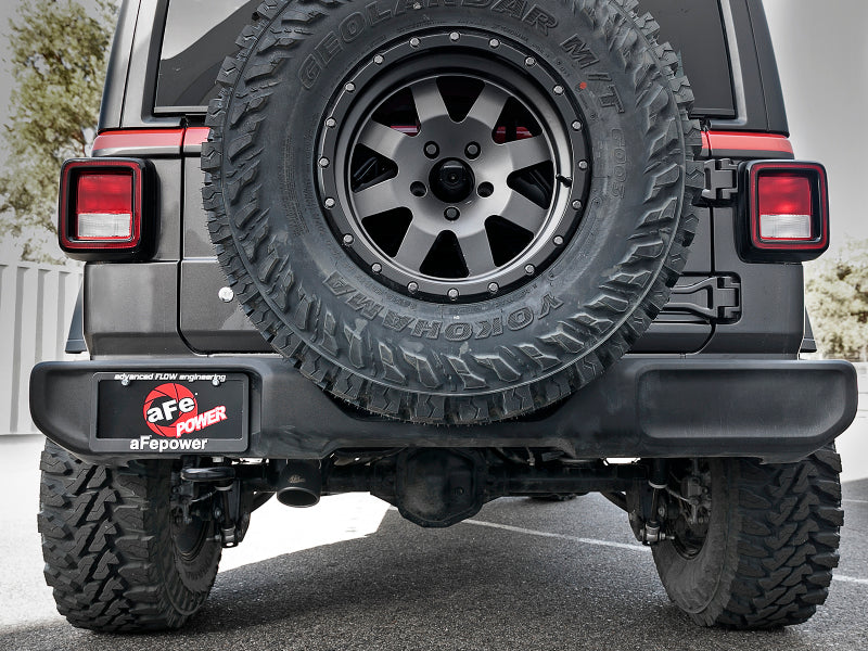 aFe MACH Force-Xp 2.5in 409SS Catback High-Tuck Exhaust 18-21 Jeep (JL) 3.6L 4-Door - Black Tip 49-48065-1B 49-48065-1B Photo - Mounted