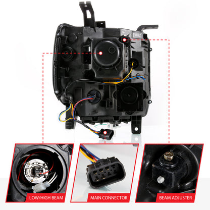 ANZO 2014-2015 Gmc Sierra 1500 Projector Headlight Plank Style Black w/ Switchback (Halogen Type) 111487 111487 User 4