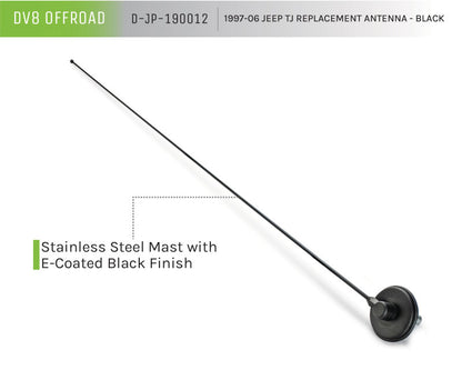 DV8 Offroad 1997-06 Jeep TJ Replacement Antenna Black D-JP-190012 D-JP-190012 Product Brochure - a specific brochure describing a Product