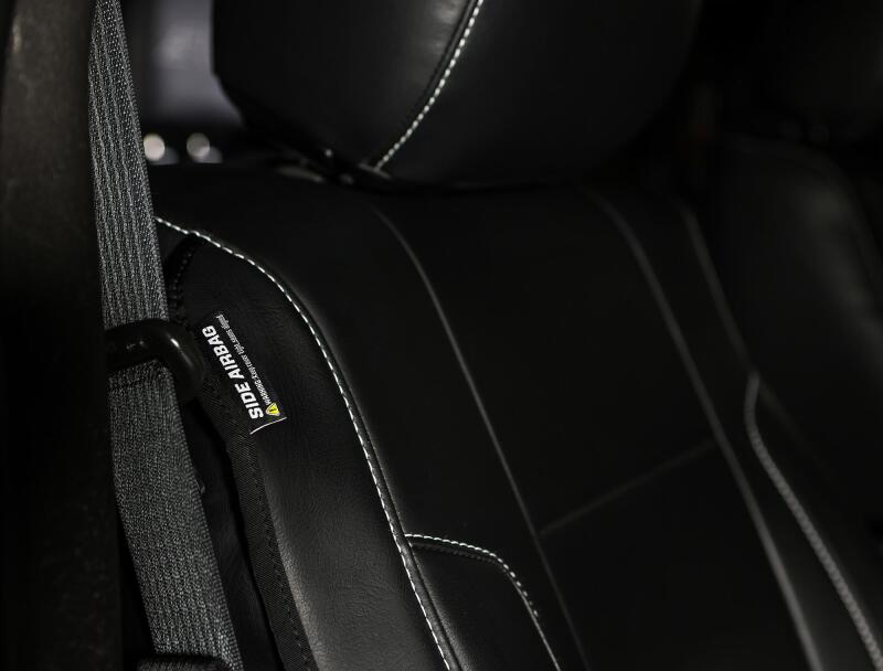 PRP Seats PRP 12-14 Ford Raptor Front Seat Covers (Pair) - Black w Silver Stitch B068-06 B068-06 Photo - Close Up