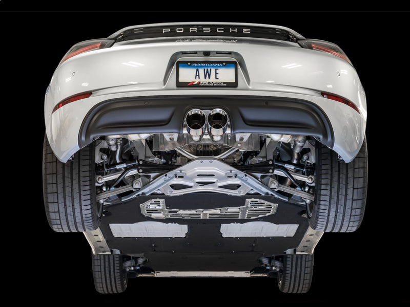 AWE Tuning Porsche 718 Boxster / Cayman Touring Edition Exhaust - Chrome Silver Tips 3015-32080 3015-32080 Photo - Mounted