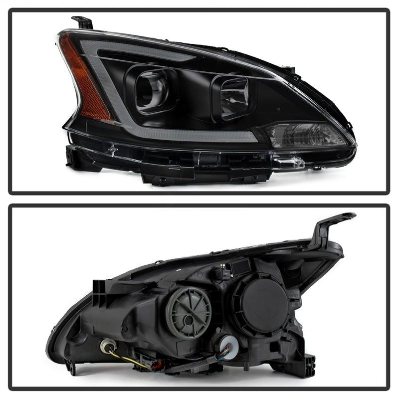 SPYDER xTune 13-15 Nissan Sentra DRL LED Light Bar Proj Halogen Headlights - Blk Smoke (PRO-JH-NS13-LB-BSM) 9042973 9042973 Photo - Unmounted