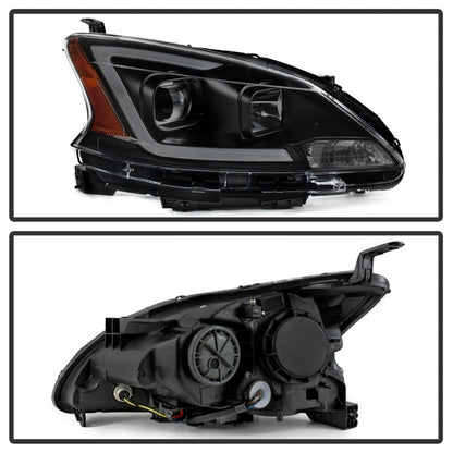 SPYDER xTune 13-15 Nissan Sentra DRL LED Light Bar Proj Halogen Headlights - Blk Smoke (PRO-JH-NS13-LB-BSM) 9042973 9042973 Photo - Unmounted