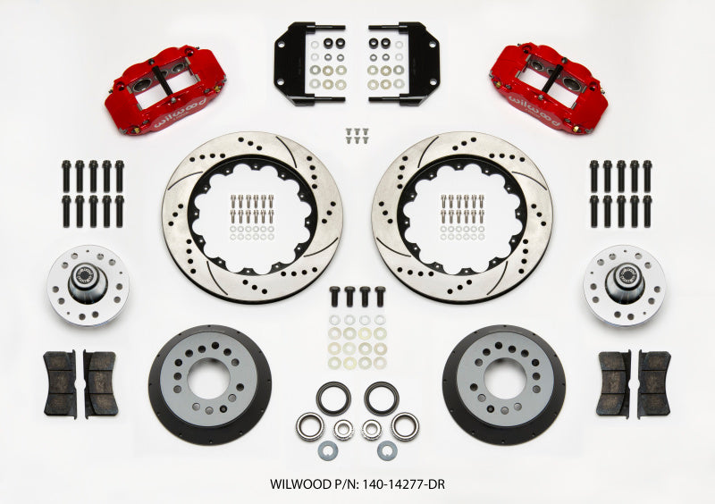 Wilwood Narrow Superlite 6R Front Hub Kit 14.00in Drill Red Magnum Force Drop Spindle 140-14277-DR 140-14277-DR Photo - Primary
