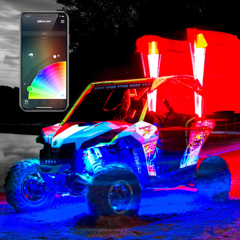 XKGLOW XK Glow UTV ATV Xkchrome App Control LED Whip Light Kit w/ Dual-Mode Controller 2x Whip 32in XK-WHIPC-ADV-DM