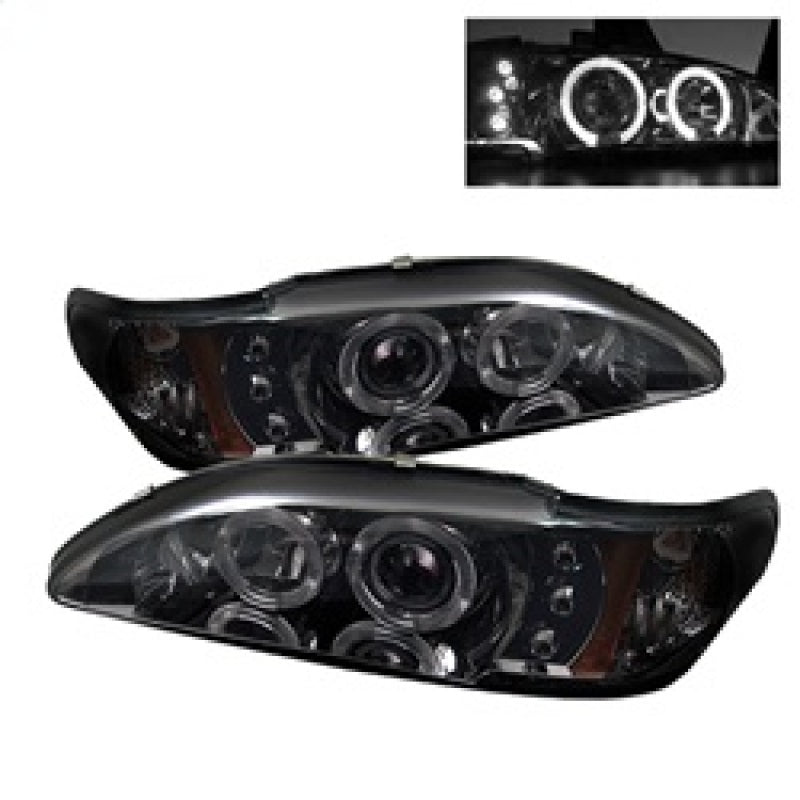 Spyder Ford Mustang 94-98 1PC Projector LED Halo Amber Reflctr LED Smk PRO-YD-FM94-1PC-AM-SMC 5010414 5010414 Photo - Primary