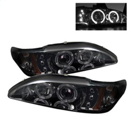 Spyder Ford Mustang 94-98 1PC Projector LED Halo Amber Reflctr LED Smk PRO-YD-FM94-1PC-AM-SMC 5010414 5010414 Photo - Primary