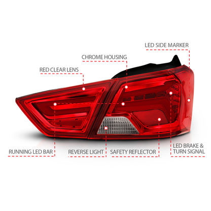 Anzo Chevy Impala 14-18 L.E.D Taillight  Red/Clear 321346 Photo - Unmounted