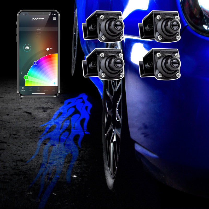 XKGLOW XK Glow Curb FX Bluetooth XKchrome App Waterproof LED Projector Welcome Light Flame Style 4pc XK-CFX-ADV-FLAME XK-CFX-ADV-FLAME User 1