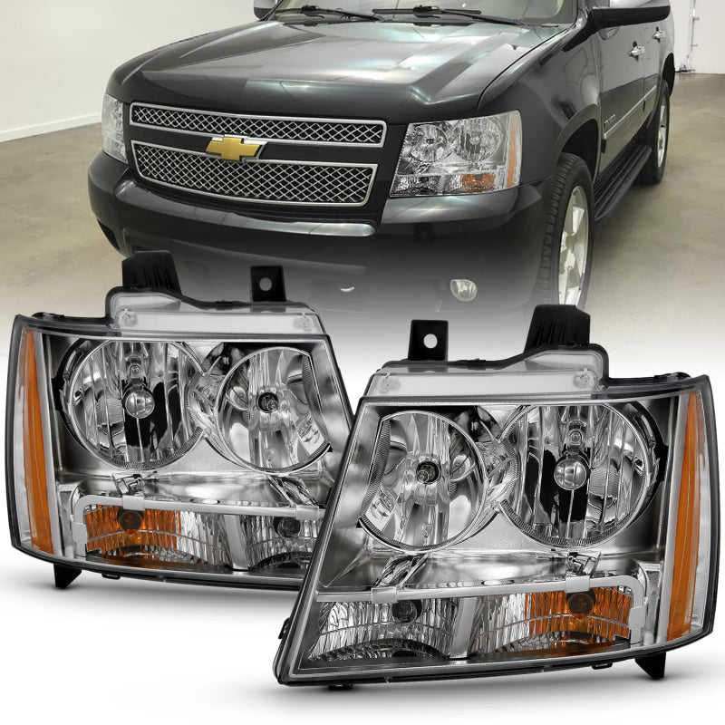 ANZO 2007-2014 Chevy TahOE Crystal Headlight Chrome Amber(OE) 111475 111475 Photo - Primary