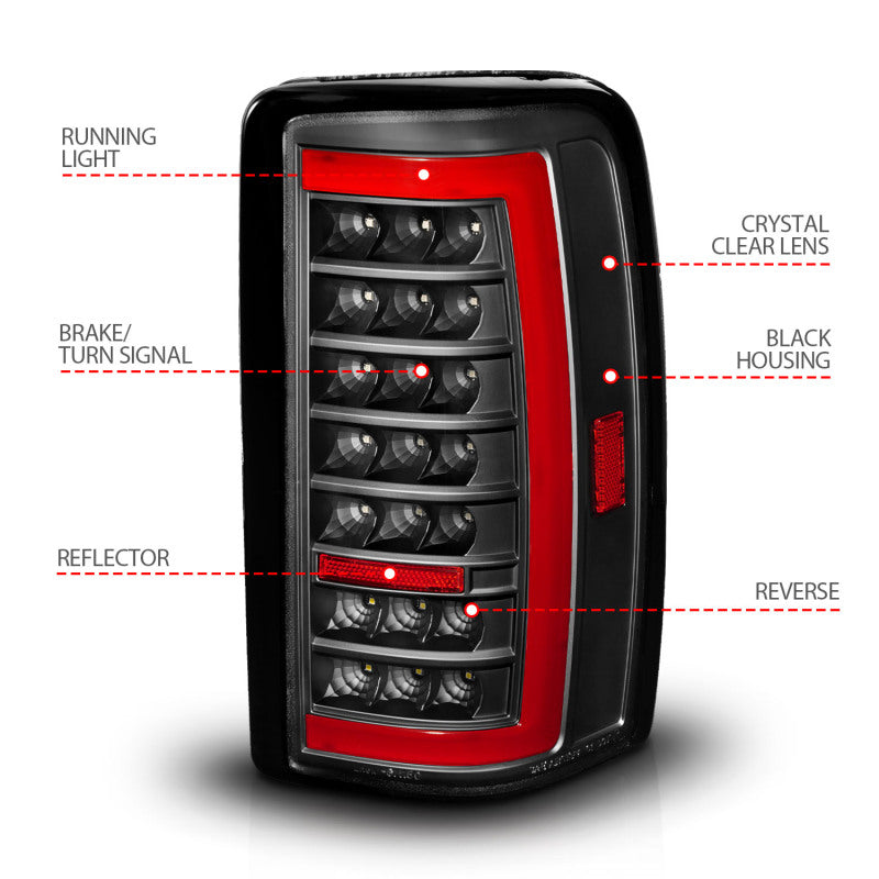 ANZO 00-06 Chevrolet Tahoe / GMC Yukon Full LED Taillights w/ Lightbar Black Housing/Clear Lens 311448 311448 User 3
