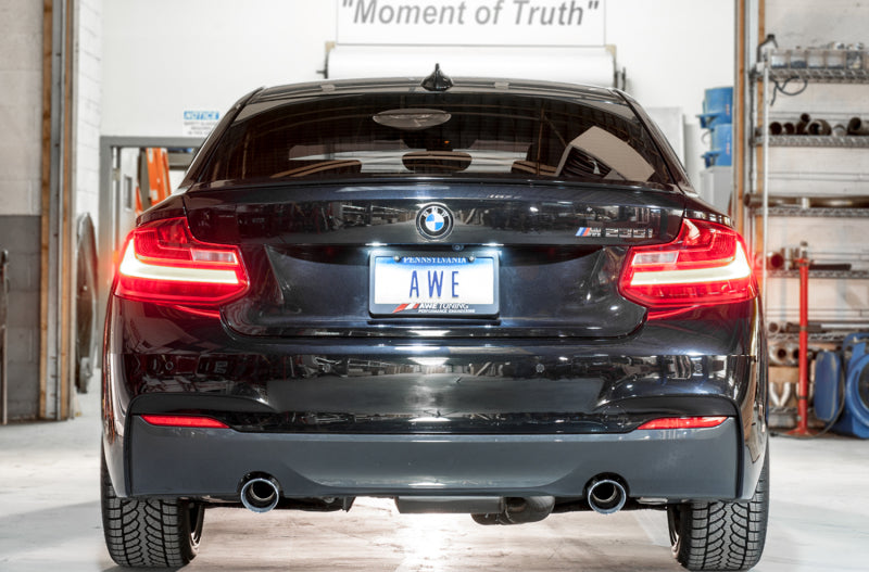 AWE Tuning BMW F22 M235i / M240i Touring Edition Axle-Back Exhaust - Chrome Silver Tips (90mm) 3010-32028 3010-32028 Photo - Mounted
