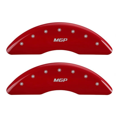 MGP 2 Caliper Covers Engraved Front MGP Red Finish Silver Characters 2007 GMC Canyon 34213FMGPRD 34213FMGPRD Photo - Primary
