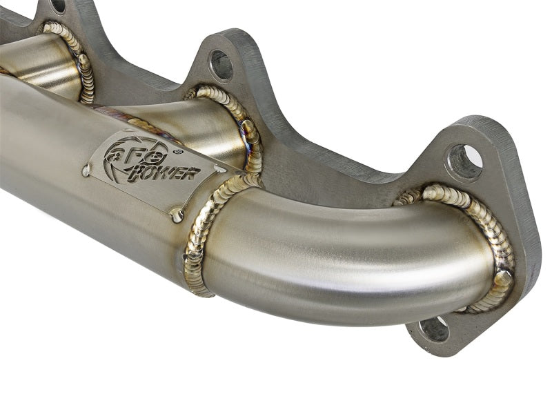 aFe Twisted Steel Header Turbo Manifold, 304 Stainless steel w/ T4 flange 48-32018 Photo - Unmounted