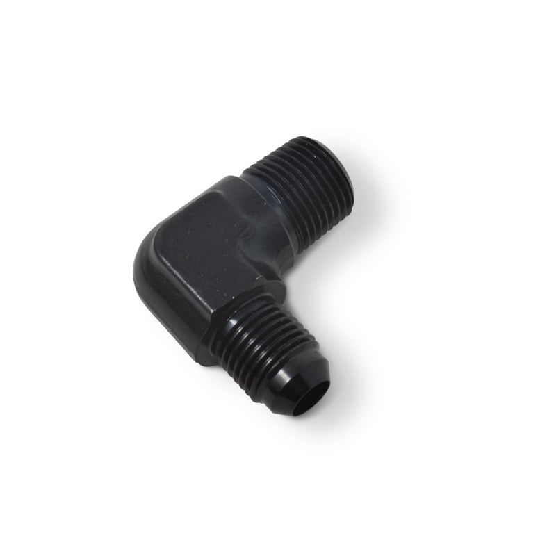 Russell -6 AN 90° Flare To Pipe Adapter (Black Finish) 660843 Photo - out of package