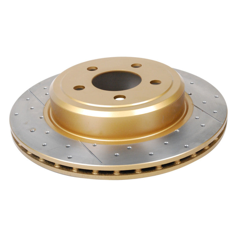 DBA 05-09 Chrysler 300 C Rear Gold Cross Drilled & Slotted KP Street Series Rotor 2439X 2439X Photo - out of package