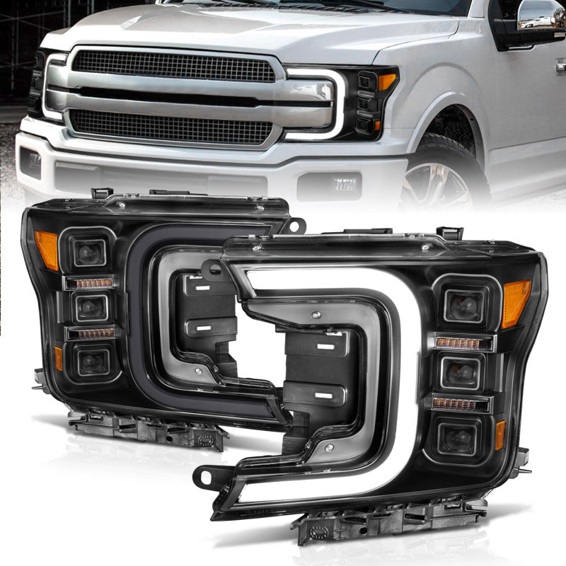 Anzo 18-20 Ford F-150 Full Led Projector Smoke Bar Style Headlights Black Amber 111520 111520 Photo - Primary