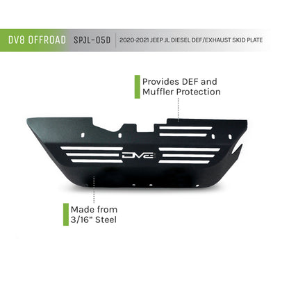 DV8 Offroad 20-22 Jeep Wrangler JL (3.0L Diesel) Rear Diff Skid Plate for Dana 44 SPJL-05D SPJL-05D Product Brochure - a specific brochure describing a Product