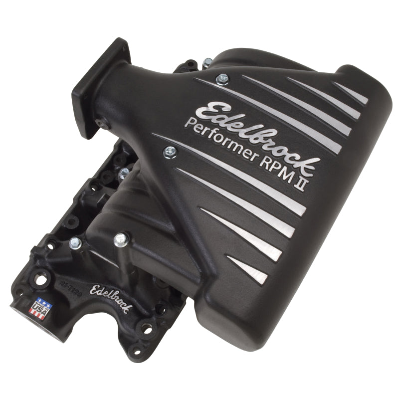 Edelbrock Intake Manifold; Ford Mustang 5.0L Performer RPM II Manifold; black fi 71233 Photo - out of package