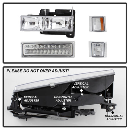SPYDER Xtune 92-94 Blazer Full Size Corner/LED Bumper Headlights Chrome HD-JH-CCK88-LED-AM-C-SET 5069559 5069559 Photo - Unmounted