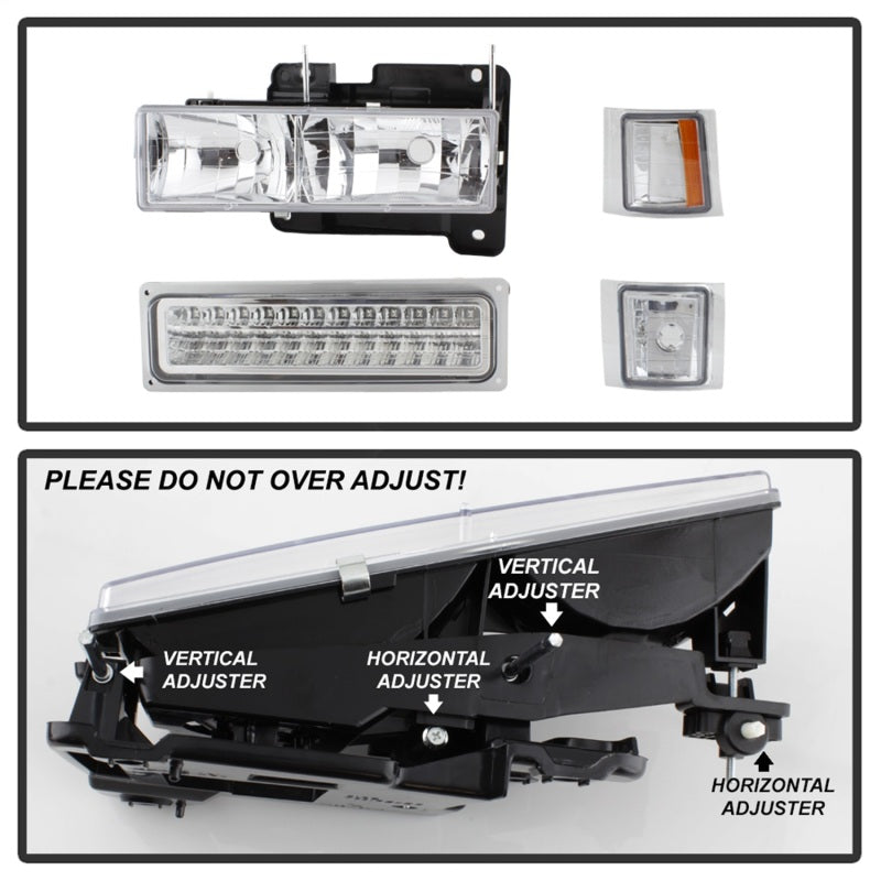 SPYDER Xtune 92-94 Blazer Full Size Corner/LED Bumper Headlights Chrome HD-JH-CCK88-LED-AM-C-SET 5069559 5069559 Photo - Unmounted