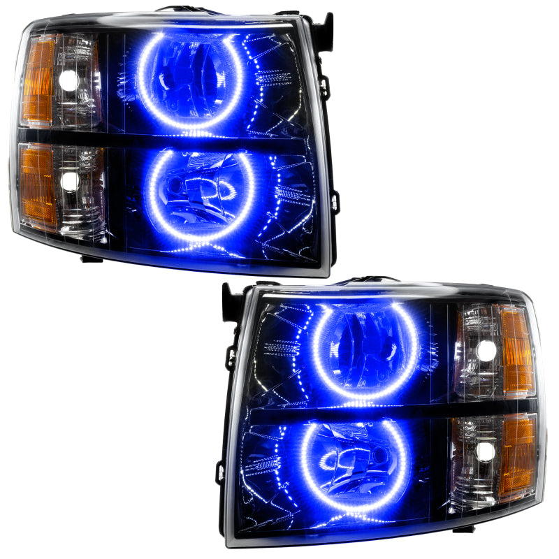 ORACLE Lighting 07-13 Chevrolet Silverado Assembled Halo Headlights Round Style - Blk Housing -Blue 7105-002