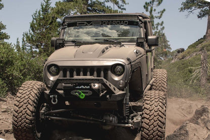 DV8 Offroad 07-18 Jeep Wrangler JK Metal Heat Dispersion Hood - Primer Black HDMB07-02 HDMB07-02 Photo - Mounted