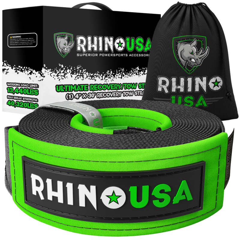 Rhino USA Recovery Tow Strap 4Inx30Ft (Black) TOWSTRAP-430 TOWSTRAP-430 Photo - Primary