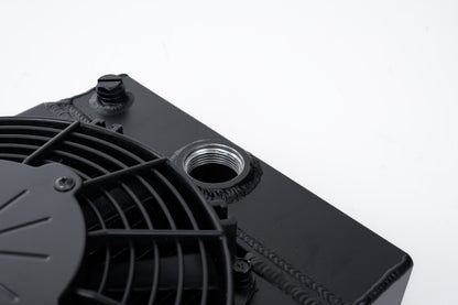 CSF Universal Drag Race / Tuck Radiator w/9in Spal Fan - 10.5in H x 10in L x 3.6in W - Black 7065B 7065B Photo - Close Up