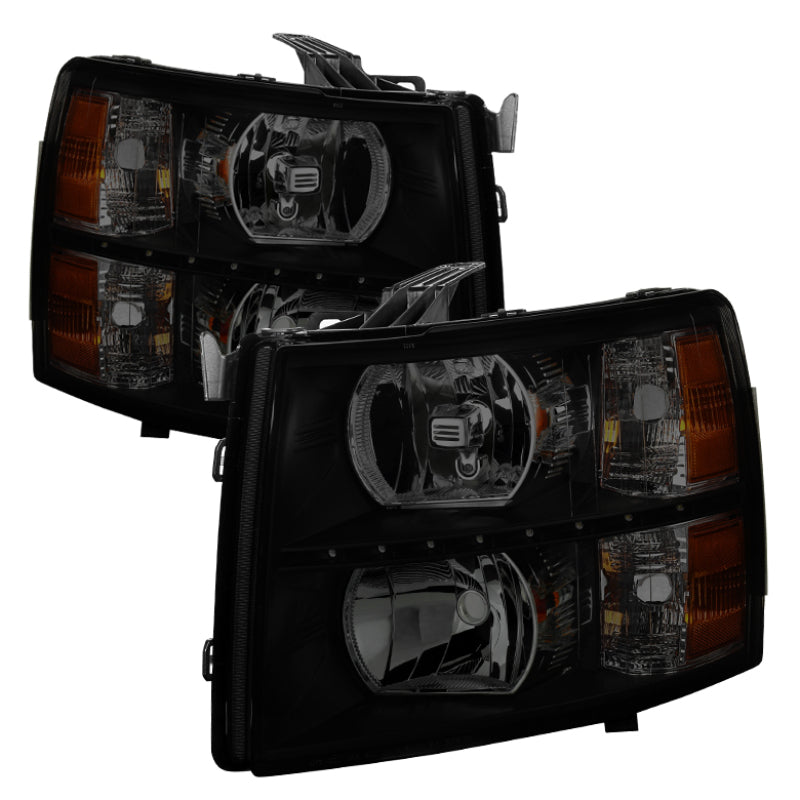 SPYDER Xtune Chevy Silverado 07-13 Crystal Headlights w/ Drl LED Design Black Smoked HD-JH-CS07-LED-BSM 9032974 9032974 Photo - Primary