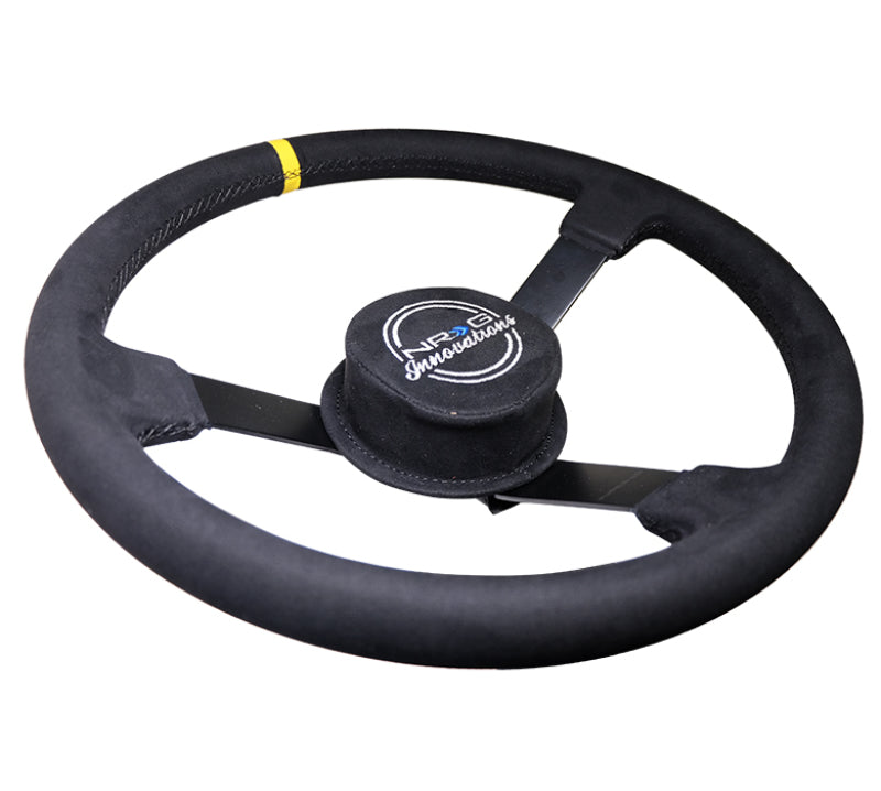 NRG Reinforced Steering Wheel (380mm) Nascar/ Alcantara 3 Spoke w/ NRG Logo/ Removable Crushed Pad RST-380MB-A RST-380MB-A Photo - Primary